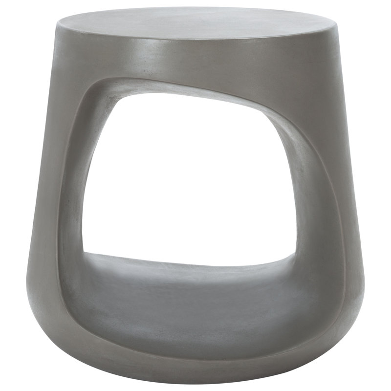 Chade Outdoor Concrete Accent Stool, Grey