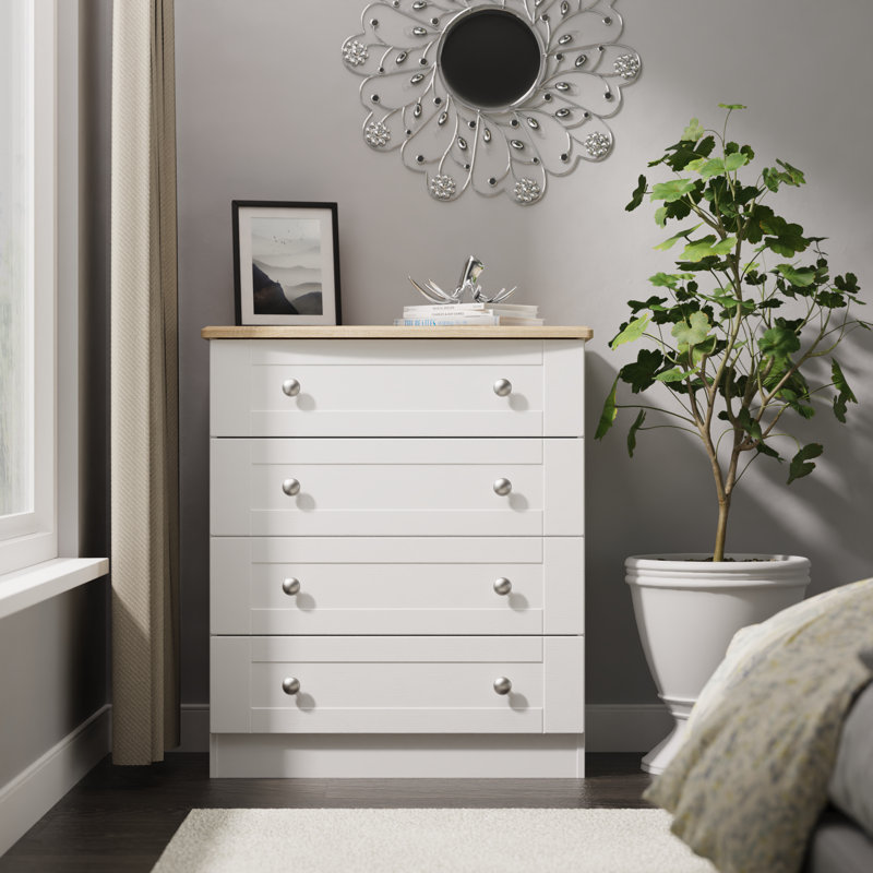 77 cm W Chest of 4 Drawers, White