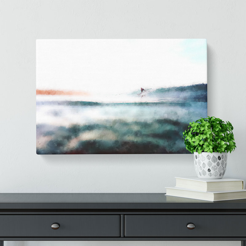 Surfing In Zuma Beach Malibu - Wrapped Canvas Painting, 50cm H x 76cm W x 3cm D