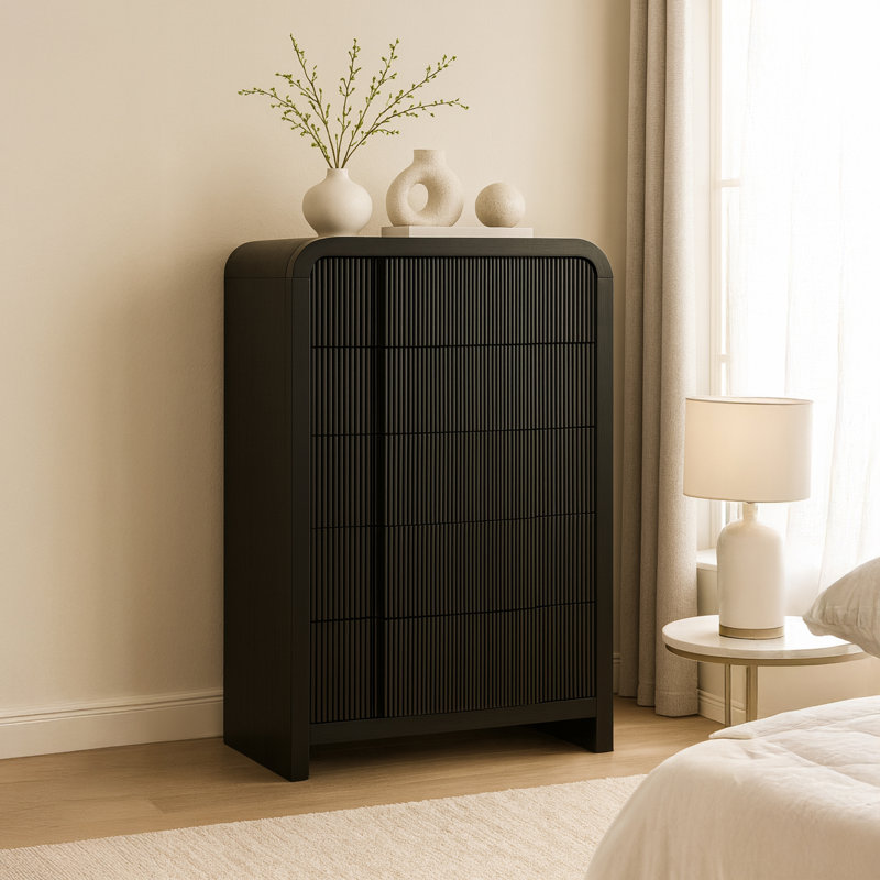 Ishaque 5 Drawer 32" W Chest, Black