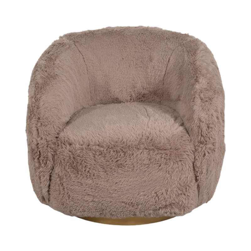 Modern Swivel Chair with Metal Frame and Plush Fabric Upholstery, Contemporary Rounded Design with Non-Woven Support for Stylish Comfort and Durability