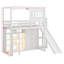 Lit mezzanine simple en bois avec garde-robe, tablettes de rangement, glissoire et lumières DEL