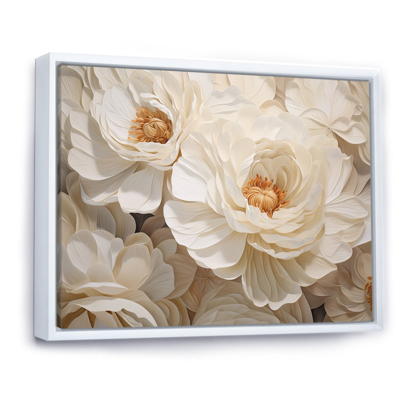 Ranunculus Radiance Treasure - Décoration murale Renoncule, H 34 po x l 44 po x P 1,5 po, Cadre flottant blanc