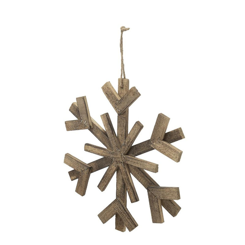 Rustic Brown Wooden Snowflake Ornaments Set of 6
