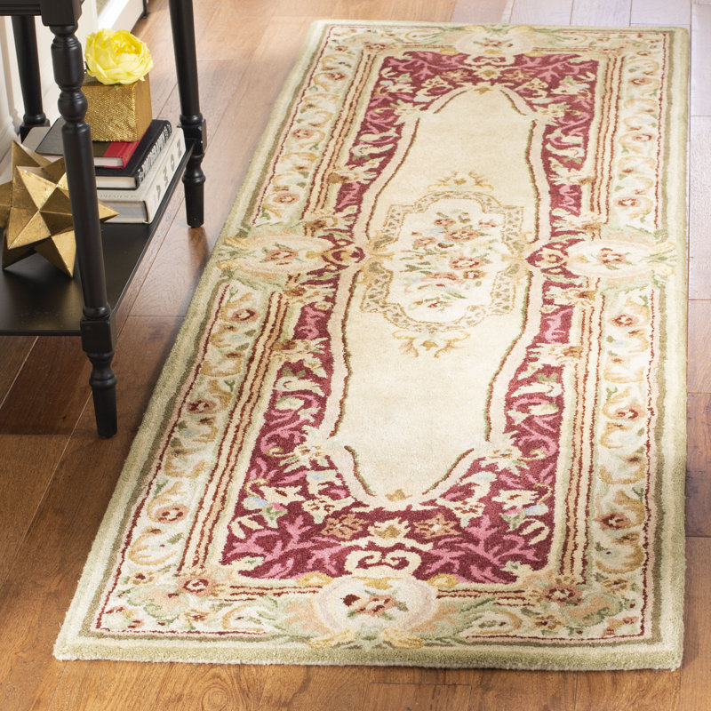 Tapis oriental en laine indien touffeté à la main Priscila Savonnerie, Tapis de couloir 2 pi 6 po x 8 pi