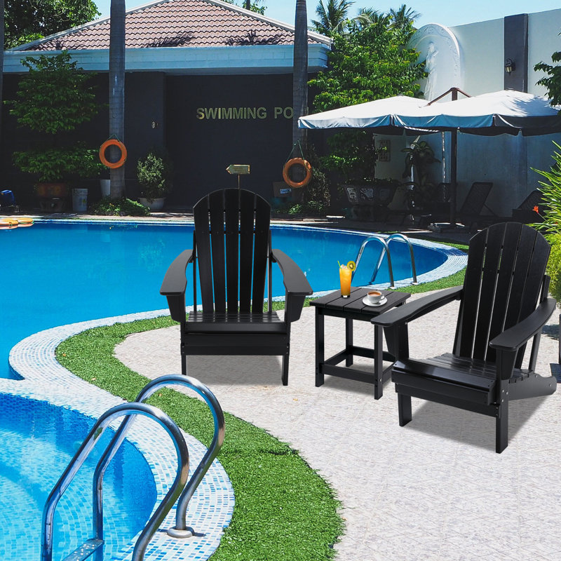 Denarrius Square Outdoor Side Table, Black