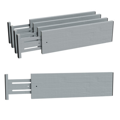  4-Pack Bamboo Dresser Drawer Dividers, Adjustable Expandable Drawer Organizers for Clothing and Dresser Storage