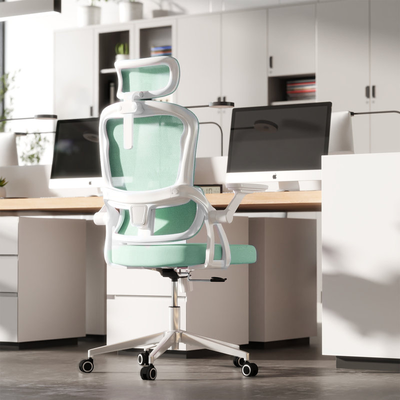 Omir Ergonomic Office Chair With Lumbar Support & Flip Up Arms Home Office Desk Chairs Rockable Swivel High Back Computer Chair  Mesh Study Chair