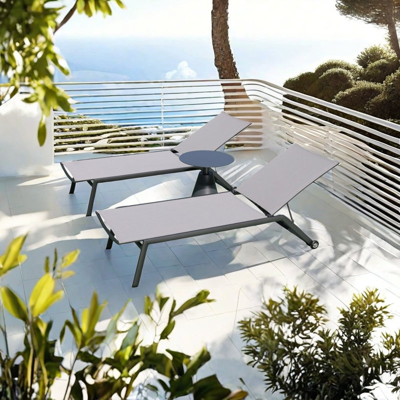 Chaise longue d'extérieur réglable en alliage d'aluminium