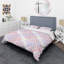 Motif de fleurs rétro rose I - ensemble de housse de couette abstrait rétro - microfibre de polyester-40702055