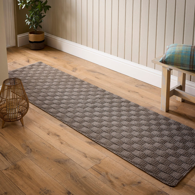 My Mat Sculptured Washable Basketweave Mink Rug, Runner 67 x 230cm