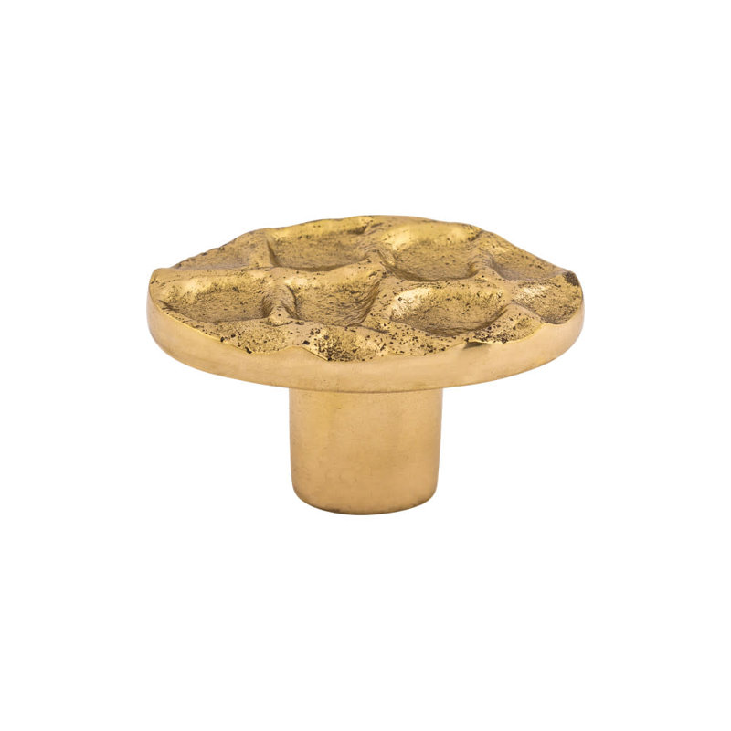Cobblestone 2" Length Oval Knob, Brass, 2" Length