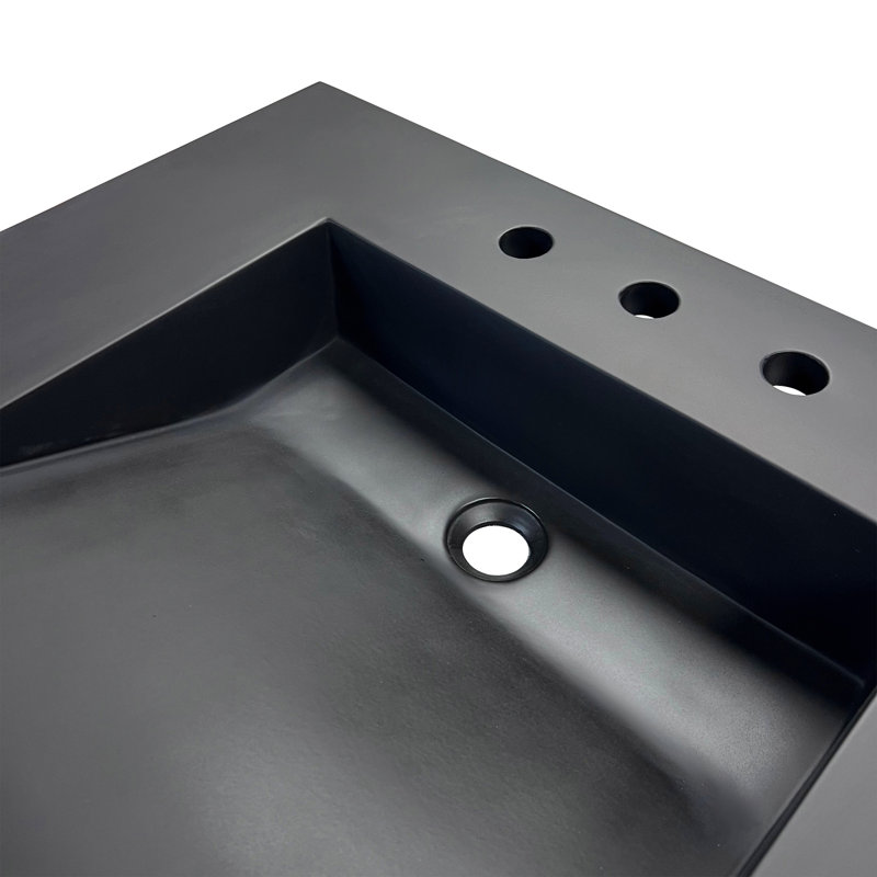 31'' Black Concrete Single Basin Vanity Top with Ramp Sink
