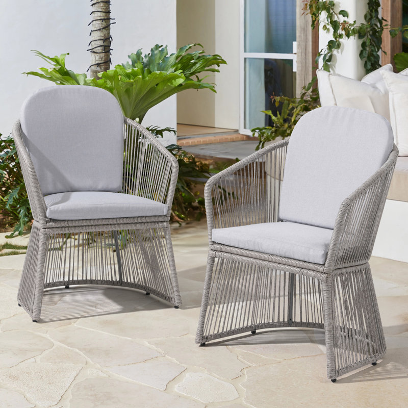 Fauteuil d'extérieur avec coussin, Gris clair