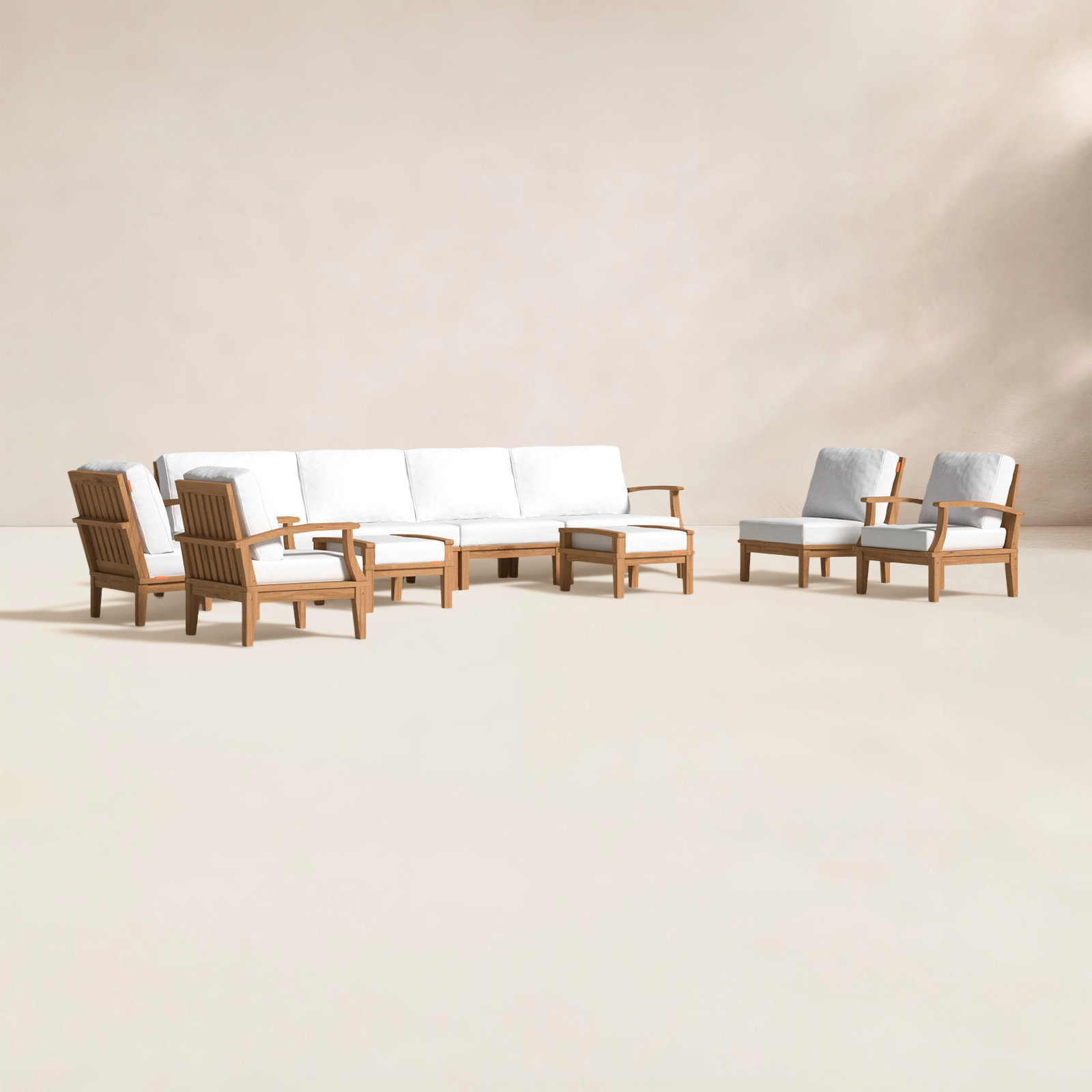 Marina 8-Person Teak Patio Seating Group, White
