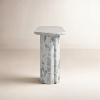 Andres Console Table-Polished White Marble W/ Sealant