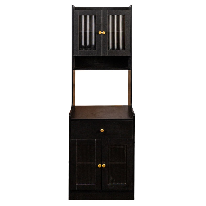 Kitchen Pantry Hutch Storage Cabinet, Black