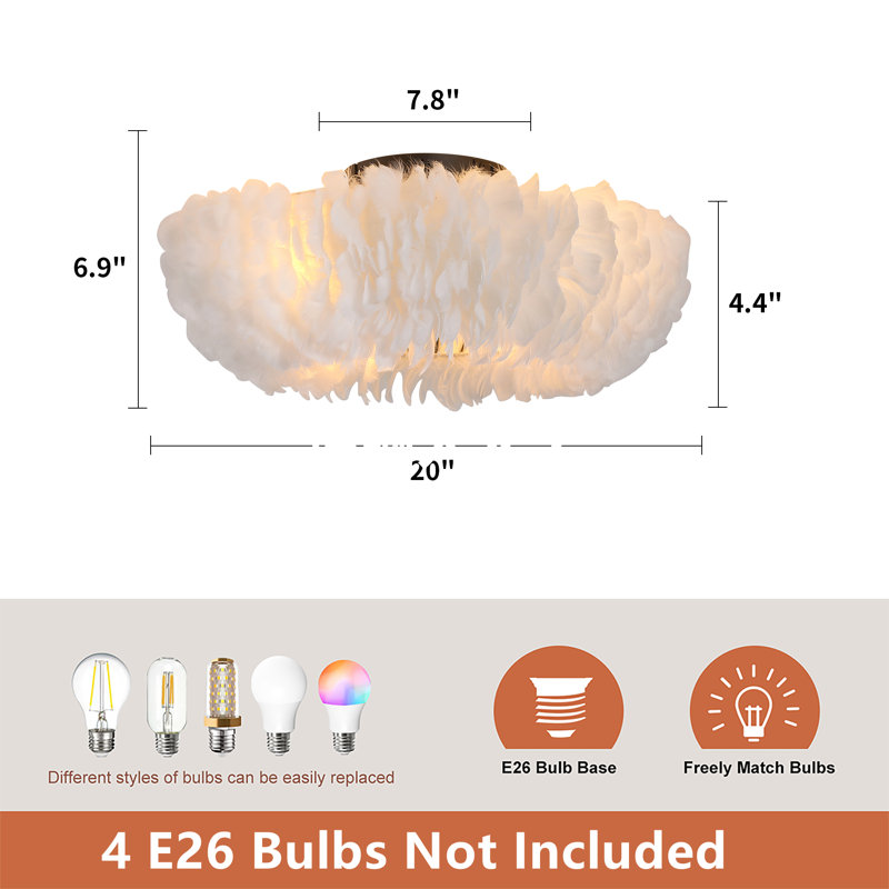 Elegant Feather Design Ceiling Fan With Lights Flush Mount Ceiling Fan With Light For Modern Homes A Blend Of Art And Functionality