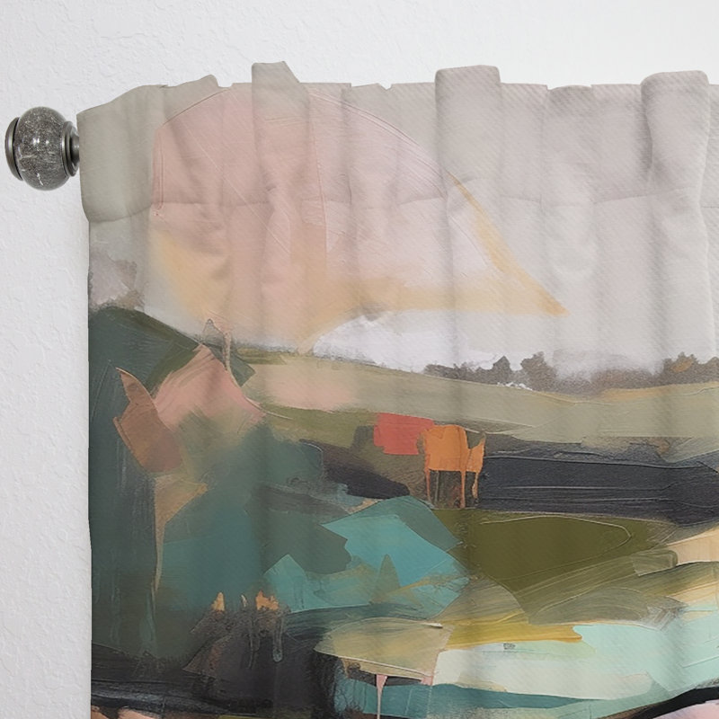 Jana - Réalité transcendante verte et rose - Rideau moderne - Velours obscurcissant - 1 panneau, L 52 po x L 95 po
