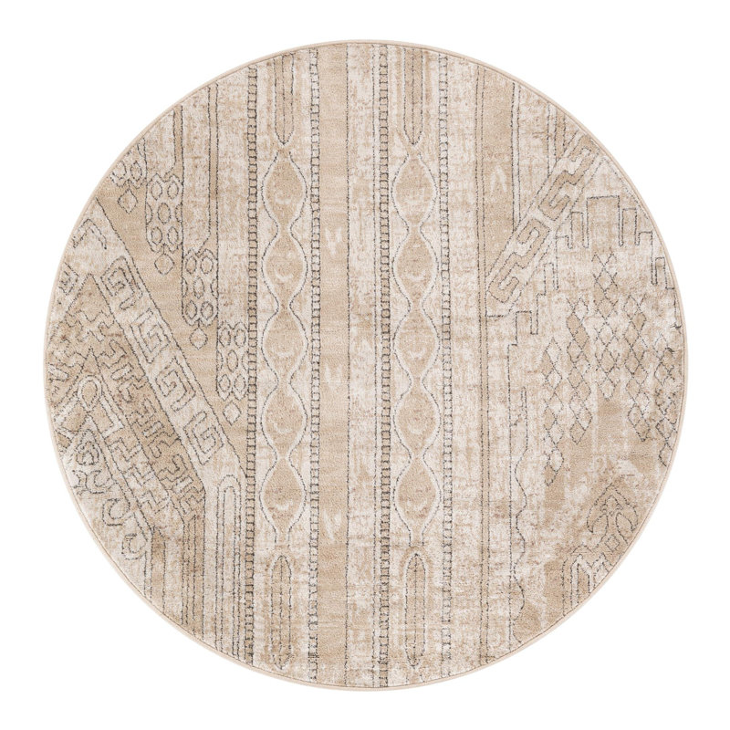 Tapis brun clair Jacklynn, Rond 5 pi 3 po