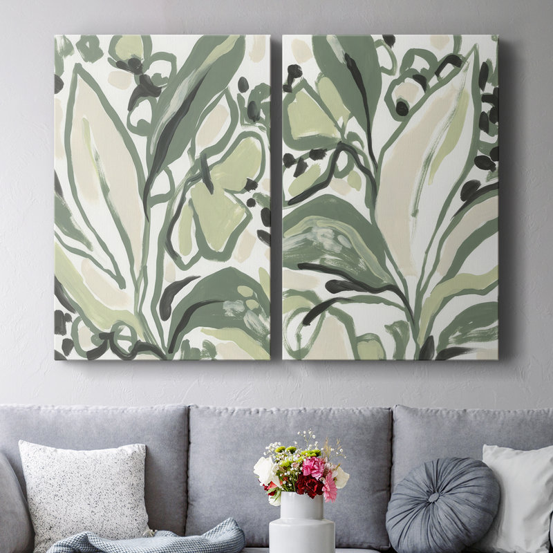 Toile tendue avec châssis Foliage Rhythm I-Premium - prêt à être accroché, H 48 po x l 64 po