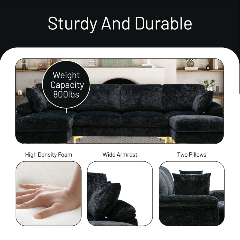 Canapé modulaire Aurlie, 100 % polyester noir