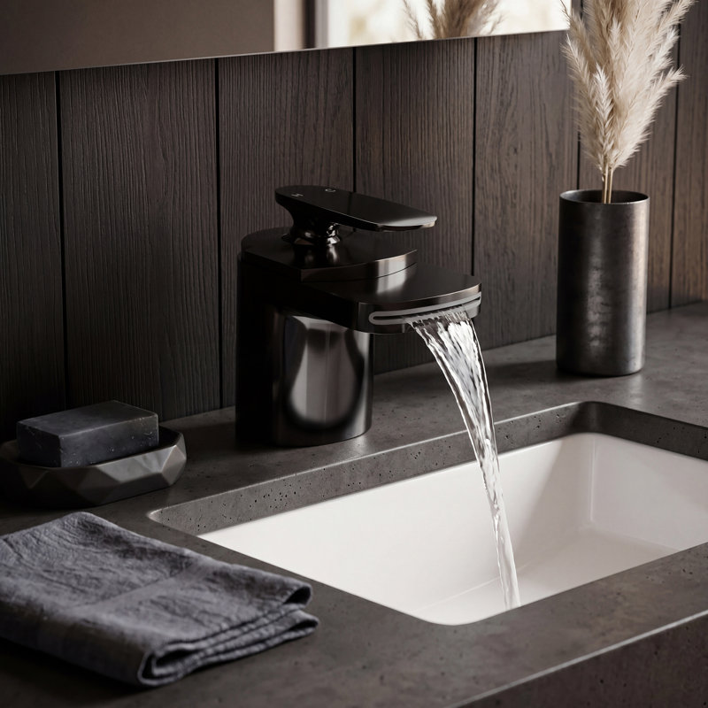 Robinet de salle de bain à un trou, Noir mat