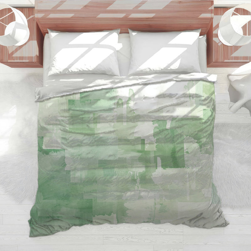 Édredon vert à blocs abstraits, Lit simple
