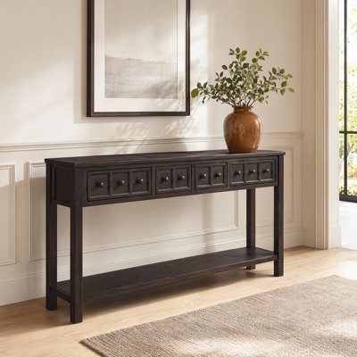 Multi-Functional Console Table - 60" Rustic Sofa Table with Drawer Storage and Display Shelf