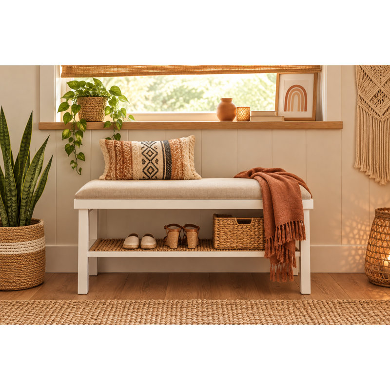 Tenaya Cane Detail Bench, White