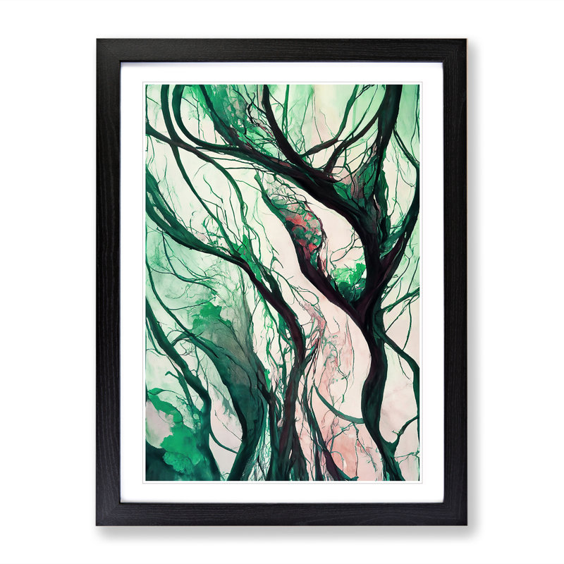 The Abstract Trees No.1 - Print, White, Black Framed Paper, 66cm H x 48cm W