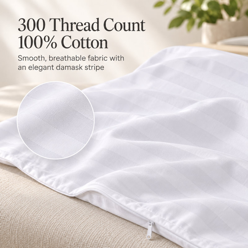 100% Cotton Striped Pillowcase, Queen Pillowcase