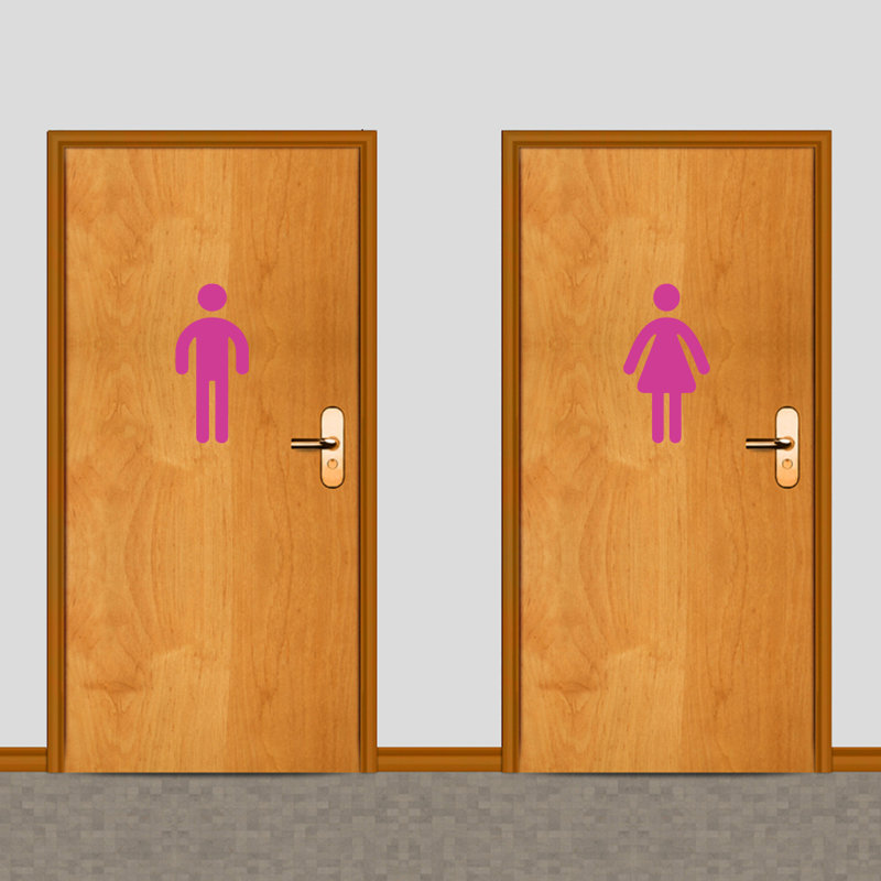 Décalcomanie murale toilettes pour hommes et femmes, Rose vif