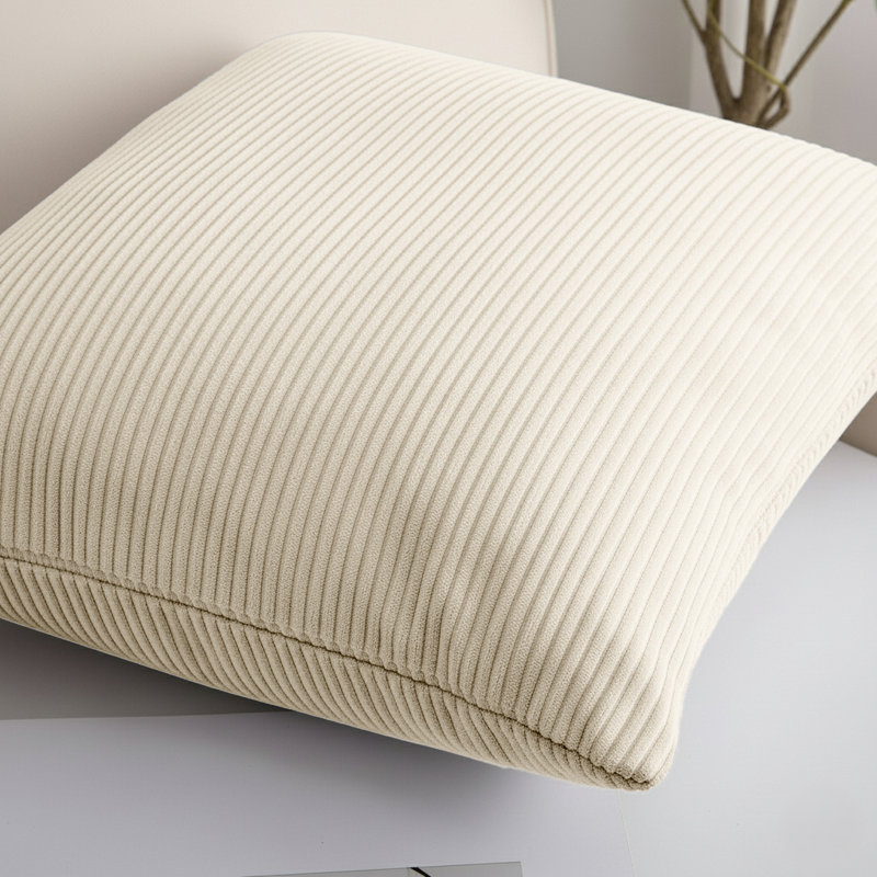 Square Pattern Cushion Cover-(Pack of 2), Cream Striped