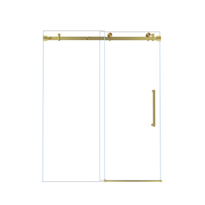 Jett 56"-60"W X 76" H Single Sliding Frameless Shower Door With 1/4" Tempered Clear Glass