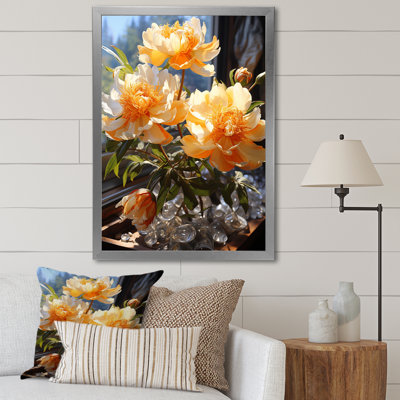 Art floral jaune pivoines jaunes