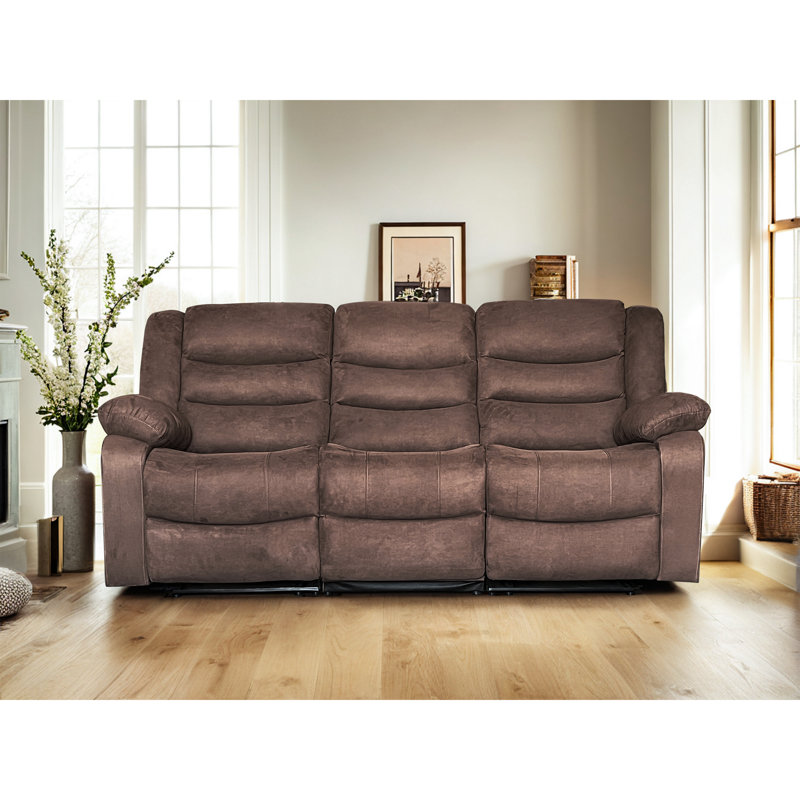 Fauteuil inclinable manuel en microfibre de 81 po avec porte-gobelet et porte-gobelets Frithiof, Brun