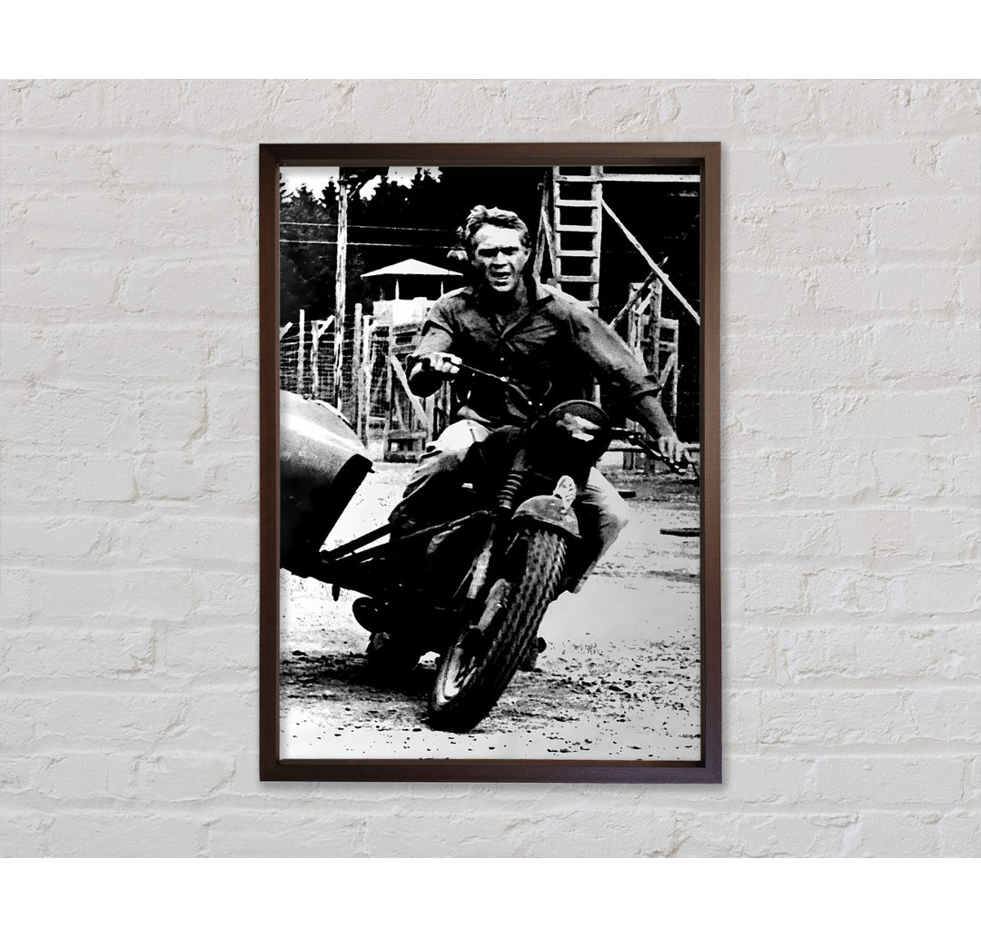 Steve Mcqueen Motorrad - Einzelner Bilderrahmen Kunstdrucke auf Leinwand