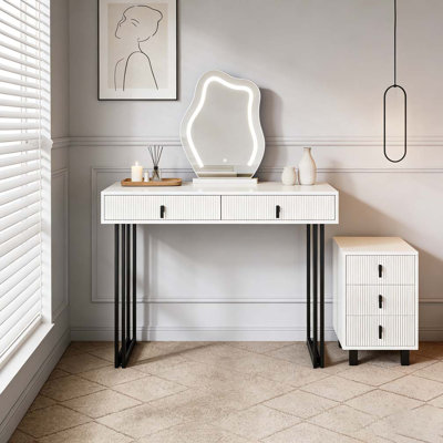 Adjustable-Length Vanity with Cloud LED Mirror