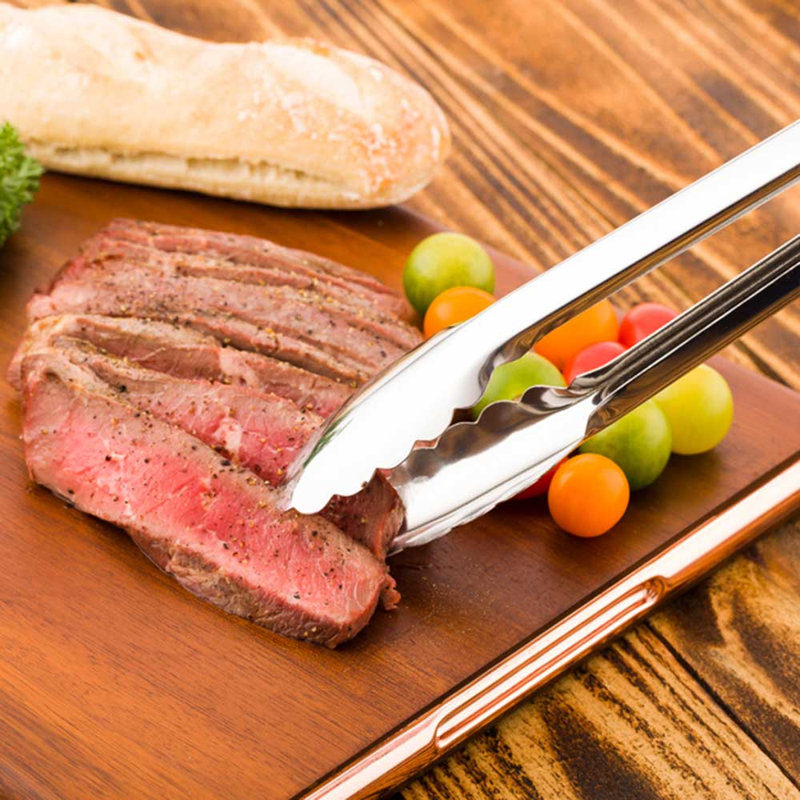 Pinces de cuisine 16 pouces x 3,5 pouces pour restaurantware-met lux, 1 avec pinces de service en caoutchouc antidérapantes, bords festonnés, pinces en acier inoxydable argenté pour la cuisson