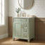 Meuble-lavabo autoportant vert 24 po avec lavabo en céramique, tiroir escamotable et 3 tiroirs, fabriqué en bois massif et en panneau de fibres à densité moyenne-391676016