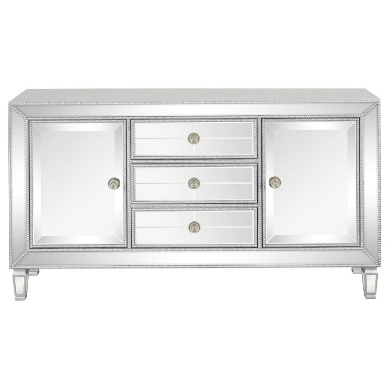 Gabrielle Silver 3-Drawer Mirrored Storage Accent Cabinet