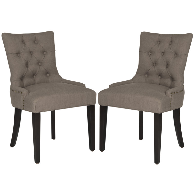 Hempstead 19.7'' H Tufted Linen Upholstered Side Chair, Brown