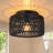 Rattan Ceiling Light Fixtures (12-Inch, LED Bulb Included) Hand-Woven Boho Flush Mount Ceiling Light Rattan Chandelier(Black)