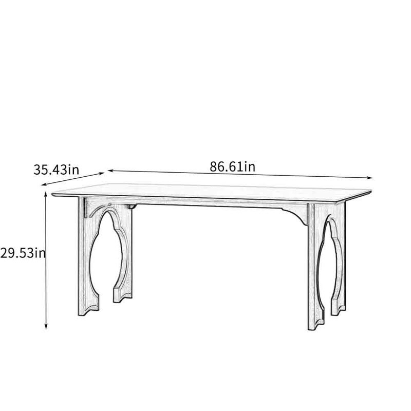 Table de salle à manger française rétro, Noir, H 29,53 po x L 86,61 po x l 35,43 po