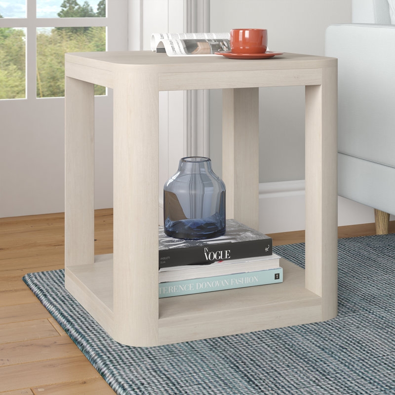 Sophiaisabelle 20" Wide Square Side Table in Alder, White