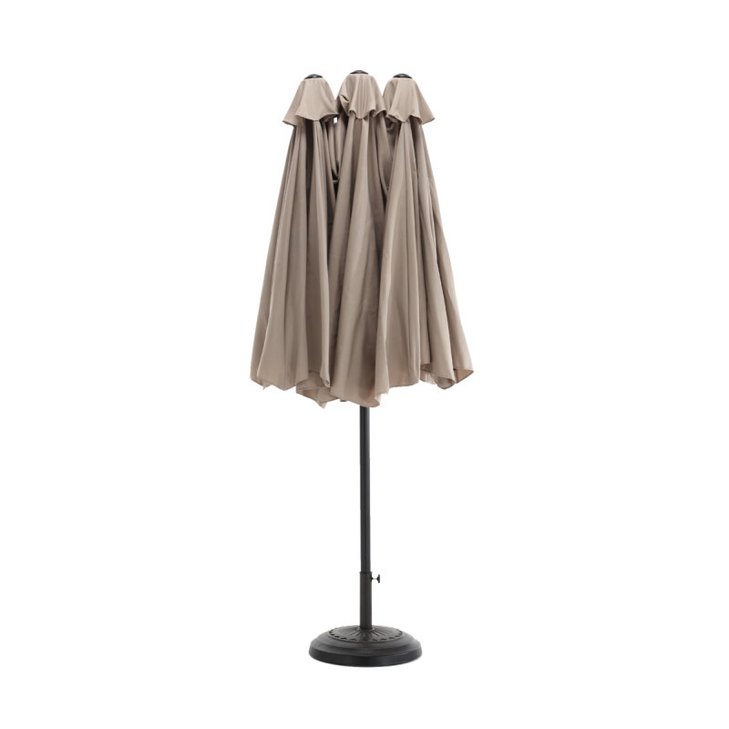 Grand parasol d'extérieur double face 14,8 pi avec manivelle (bleu foncé) (sans base), Kaki