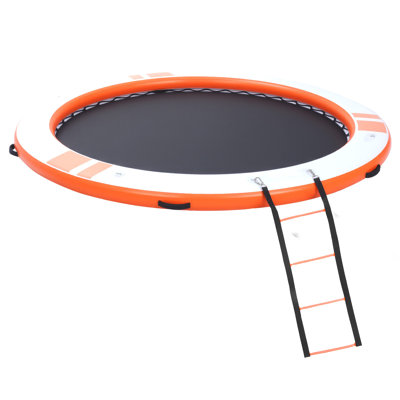 Inflatable Floating Dock, 10 FT Inflatable Dock Platform, Non-Slip Water Air Mat with Portable Carrying Bag & Detachable Ladder, Floating Water Platform Island Raft for Pool Beach Ocean, Orange