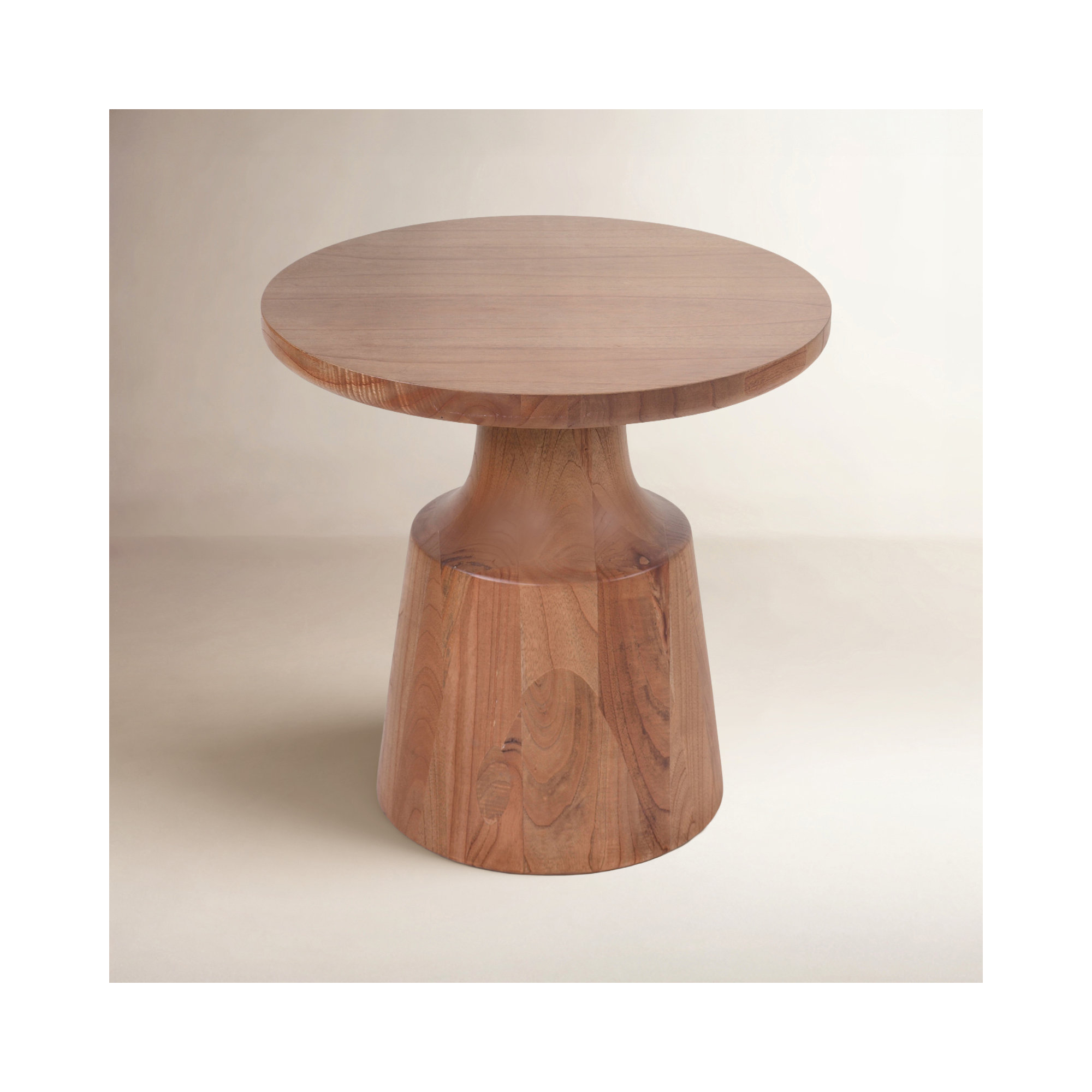 Rhys Solid Wood 24" Round End Table, Aged Barrel