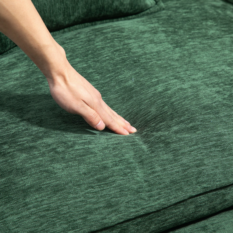 Chenille Oversized Accent Armchair, Green Chenille